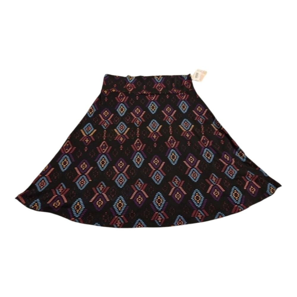 LuLaRoe Maxi Skirt Black Diamond Pattern Bohemian Aztec Print Elegant 3XL New‎